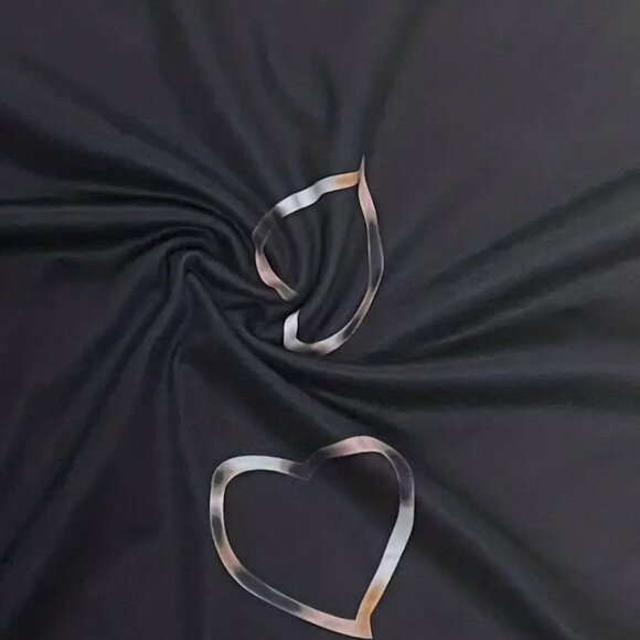 Medium Heart Print V Neck Tank Top, Casual Sleeveless Tank Top For Summer - Picture 3 of 3